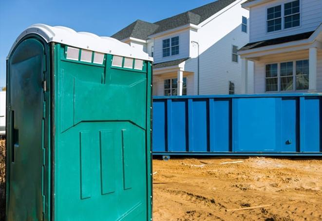 sanitary portable toilets available at a construction area